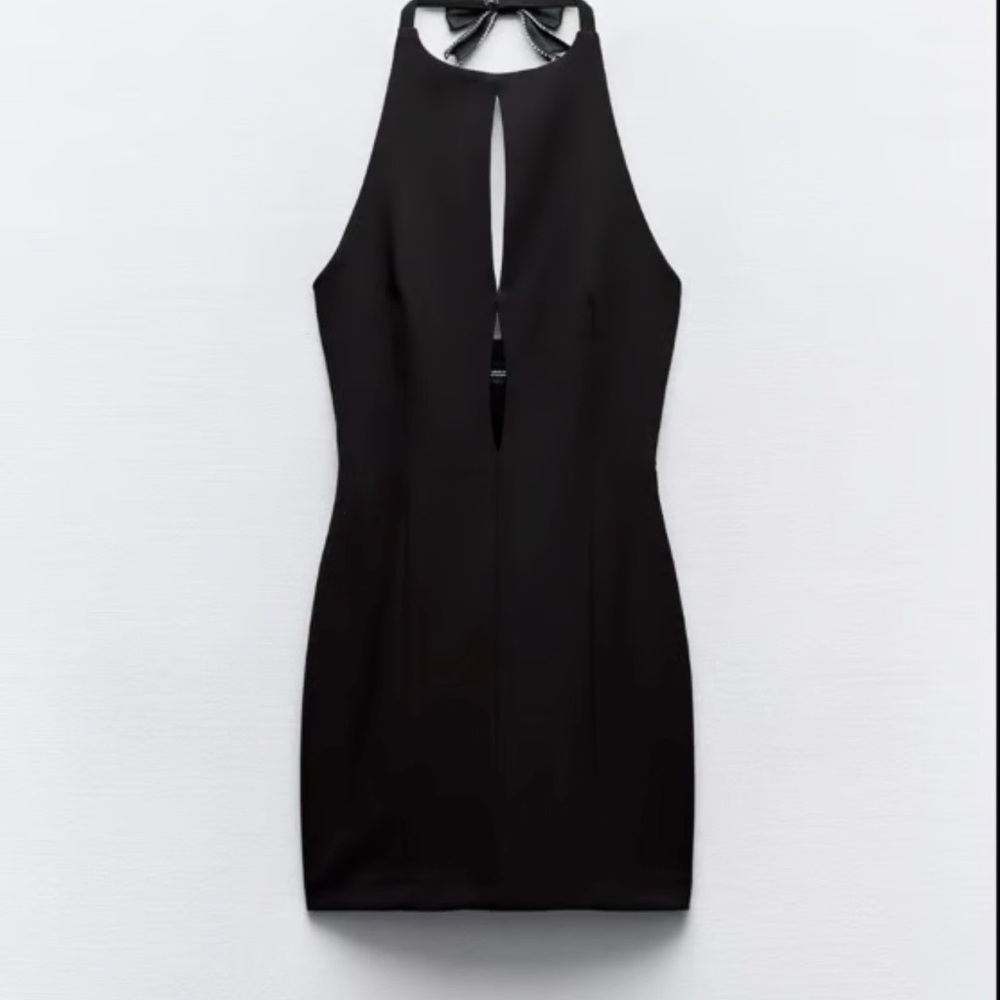 Zara Black Mini Dress with Halter Neck